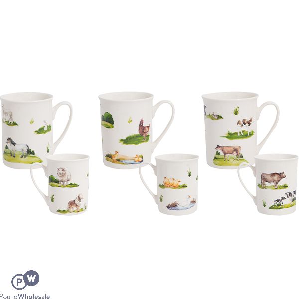 Mad About Mugs New Bone China Straight-sided Farm Animal Mug 12oz Assorted