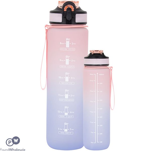 Sports Pull-up Sipper Pink Ombre Water Bottle 1l