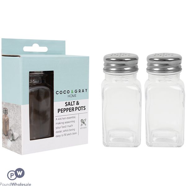 Coco & Gray Glass Salt & Pepper Shaker Pots 100ml 2 Pack