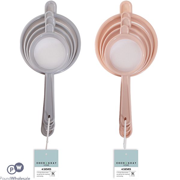 Coco & Gray Pp & White Mesh Mixed Sized Sieve Set 4pc Assorted Colours