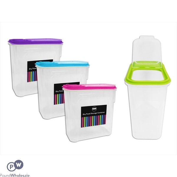 DRY FOOD STORAGE CONTAINERS 2LTR 4 ASSORTED COLOURS