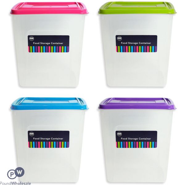 TALL FOOD STORAGE BOX 4 ASSORTED COLOURS