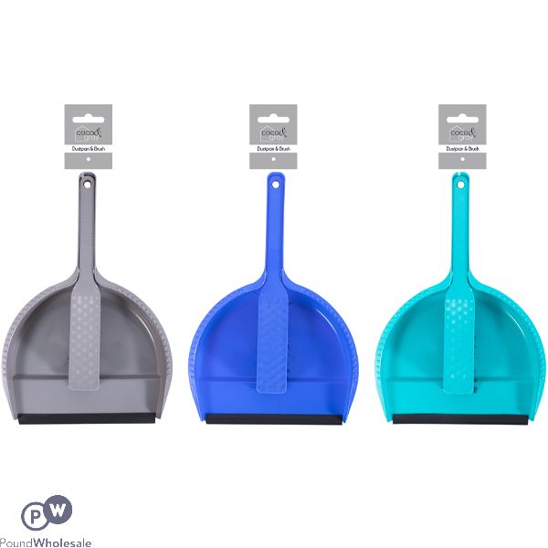 Coco & Gray Rubber Edge Dustpan & Brush Assorted Colours