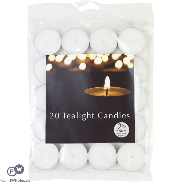 Tea Light Candles 2.5 Hour Burn Time 20 Pack