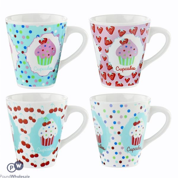 11oz Cupcake Mugs 4 Assorted 