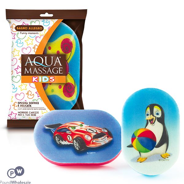 Aqua Kids Printed Gentle Bath Massage Sponge Assorted
