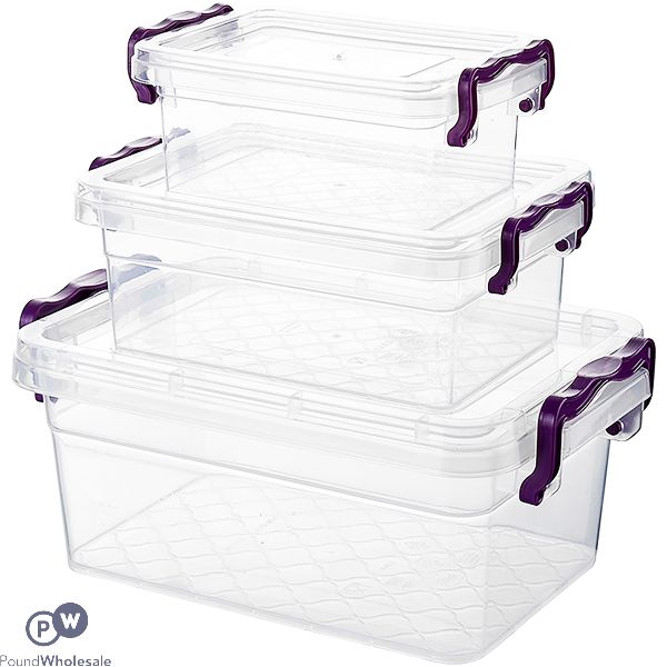 Asude Triple Transparent Storage Container Set Large 3pc