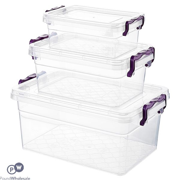 ASUDE TRIPLE TRANSPARENT STORAGE CONTAINER SET MEDIUM 3PC