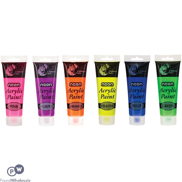 Chiltern Arts Neon Acrylic Paint 120ml Assorted Colours