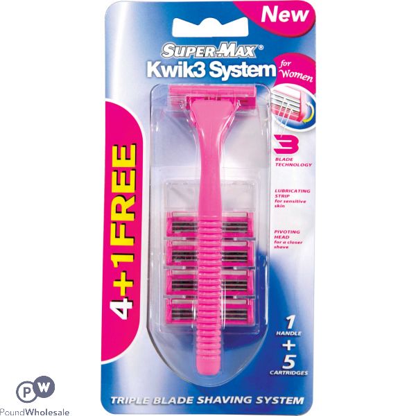 Supermax Kwik 3 Blade Technology Pivoting System 1 Handle + 5 Catridges