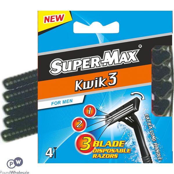 Supermax 4pk Kwik 3 Blade Disposable Razors (for Men)