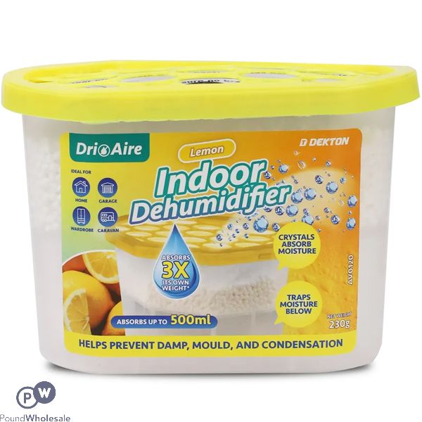 Dekton Dri Aire Lemon Scent Indoor Dehumidifier 500ml