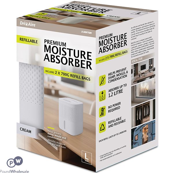 Dekton Dri Aire Refillable Large Cream Premium Moisture Absorber 2 X 700g