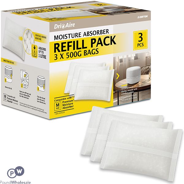 Dekton Dri Aire Medium Premium Moisture Absorber Refill Pack 3 X 500g