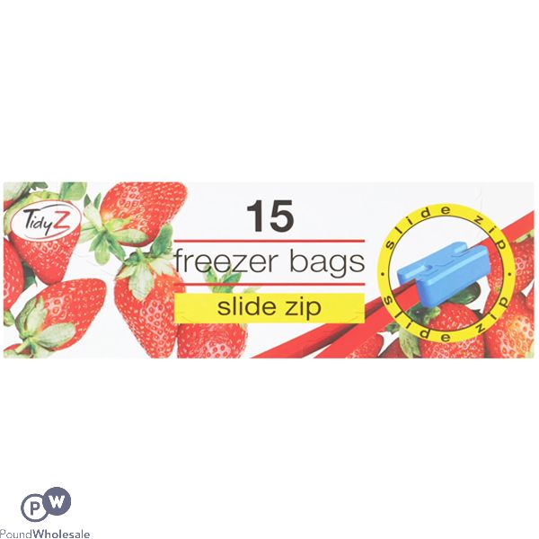 TIDYZ SLIDE ZIP FOOD FREEZER BAGS 15 PACK