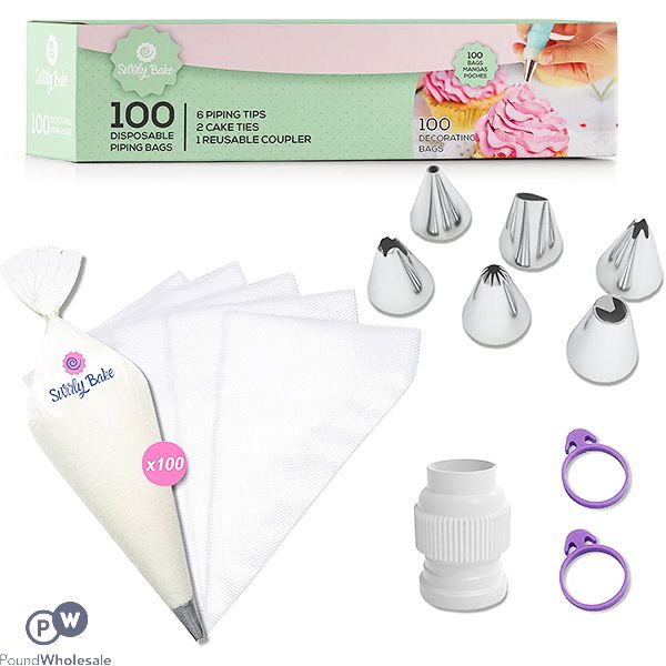 Swirly Bake Disposable Piping Bags Set 100 Pack