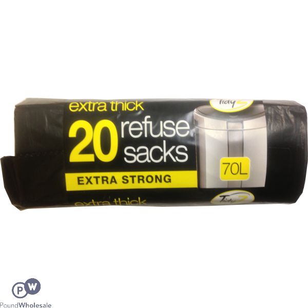 Tidyz Extra Thick Refuse Sacks 70l 20 Pack