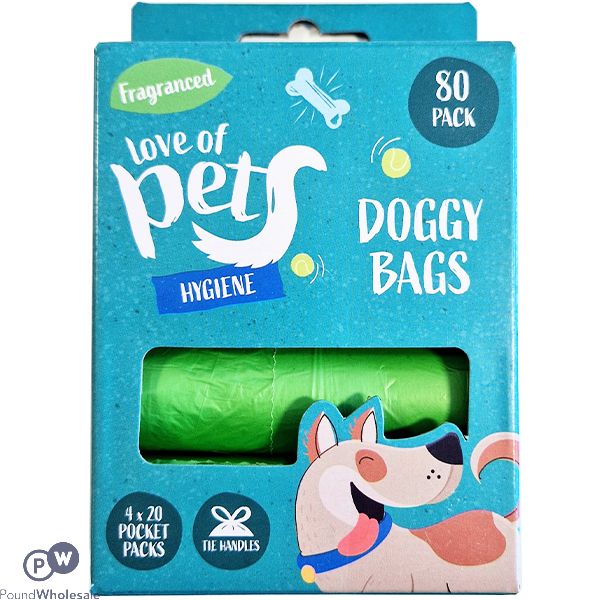 Love Of Pets Fragranced Doggy Bags 80 Pack 32cm X 36cm