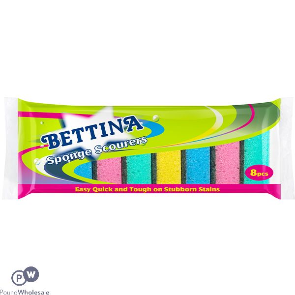 Bettina Multicoloured Sponge Scourers 8 Pack