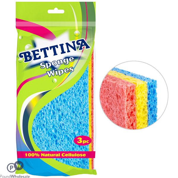 Bettina Assorted Colour Sponge Wipes 3 Pack