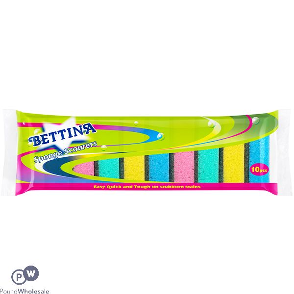Bettina Assorted Colour Sponge Scourers 10 Pack