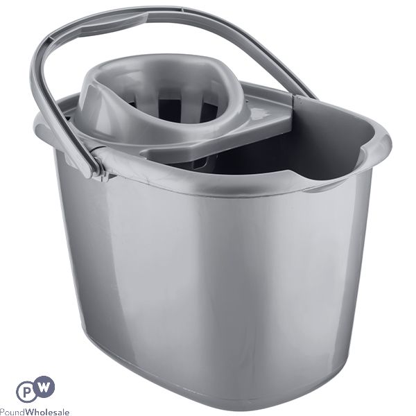 SILVER OVAL MOP BUCKET METALLIC WITH WRINGER 15 LITRE 