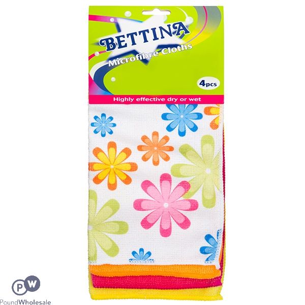 BETTINA FLORAL MICROFIBRE CLOTH 4PC