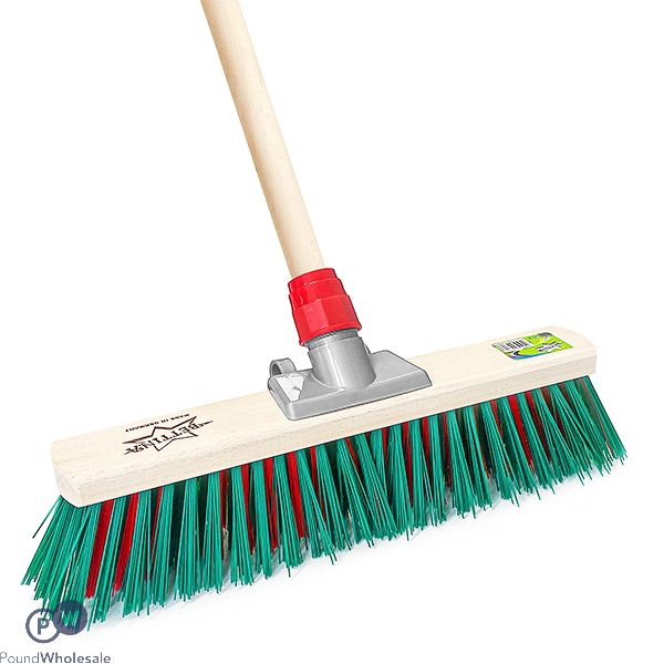 Wooden Outdoor Broom With Stick 15"