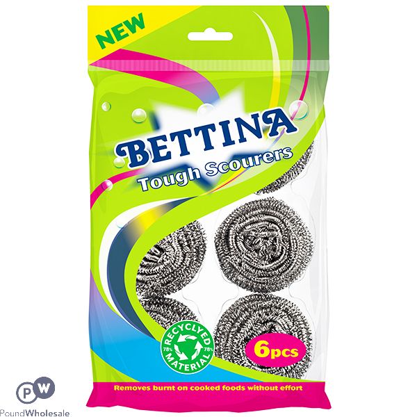 Bettina Tough Stainless Steel Scourers 6 Pack