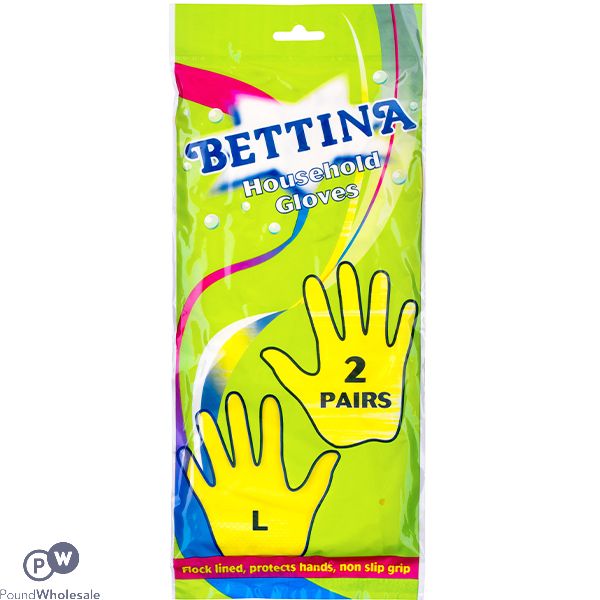Bettina Latex Household Gloves Large 2 Pairs