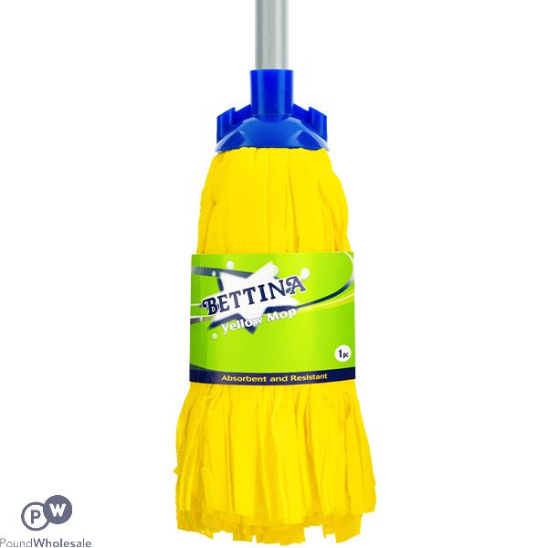 Bettina Yellow Mop With Silver Handle 110cm