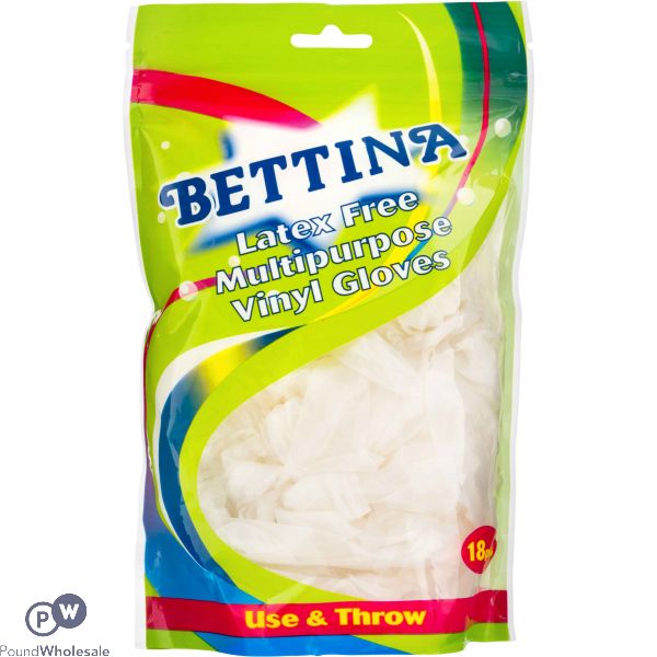 BETTINA LATEX-FREE MULTIPURPOSE VINYL GLOVES 18PC