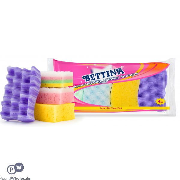 Bettina Assorted Bath & Shower Sponges 4 Pack