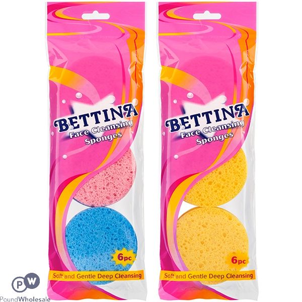 BETTINA FACE CLEANSING SPONGES ASSORTED 6PC