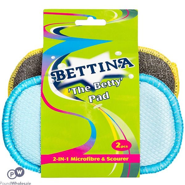 Bettina 'the Betty' 2-in-1 Microfibre & Scourer Pad 2pc