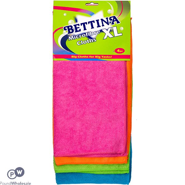 Bettina Multicoloured Microfibre Cloths Xl 4 Pack