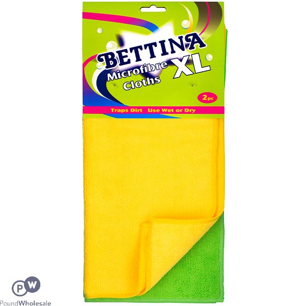 Bettina Assorted Colour Microfibre Cloths XL 2 Pack