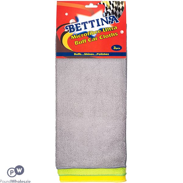 BETTINA MICROFIBRE ULTRA BUFF CAR CLOTHS 3PC