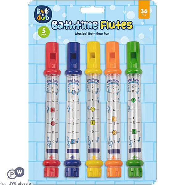 Rub A Dub Bathtime Flutes 5 Pack Assorted Colours