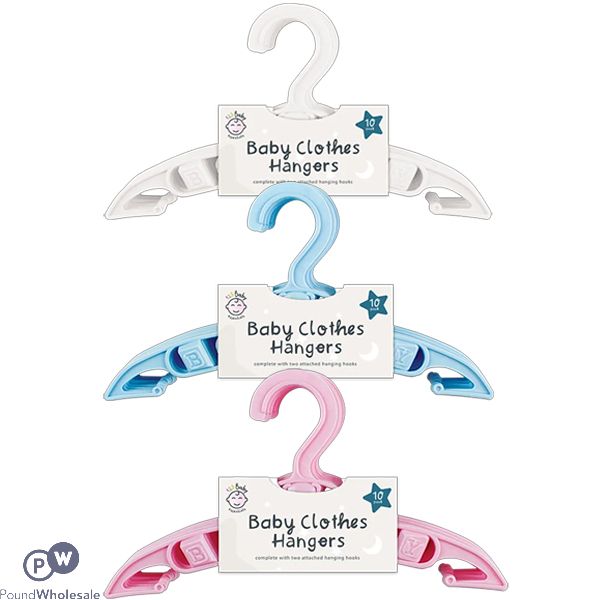 123 Baby Hanging Hook Baby Clothes Hangers 10 Pack Assorted Colours