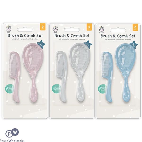 123 Baby Brush & Comb Set 2pc Assorted Colours