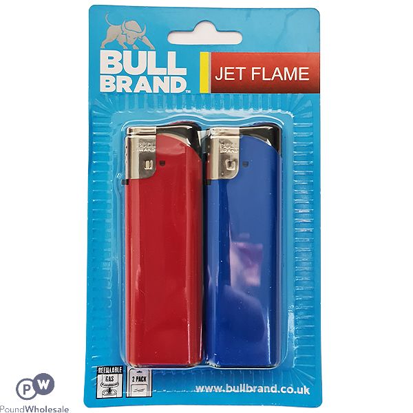 Bull Brand Jet Flame Assorted Colour Lighters 2 Pack