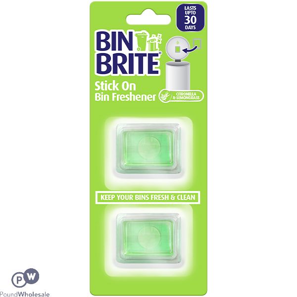 BIN BRITE CITRONELLA & LEMONGRASS STICK-ON BIN FRESHENER 2 PACK