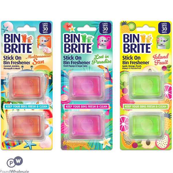 Bin Brite Stick On Bin Freshener 2 Pack Assorted