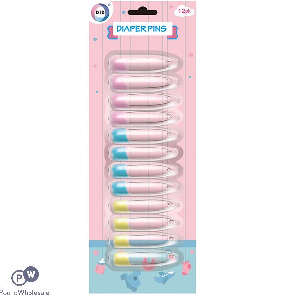 DID Diaper Pins Assorted Colours 12 Pack