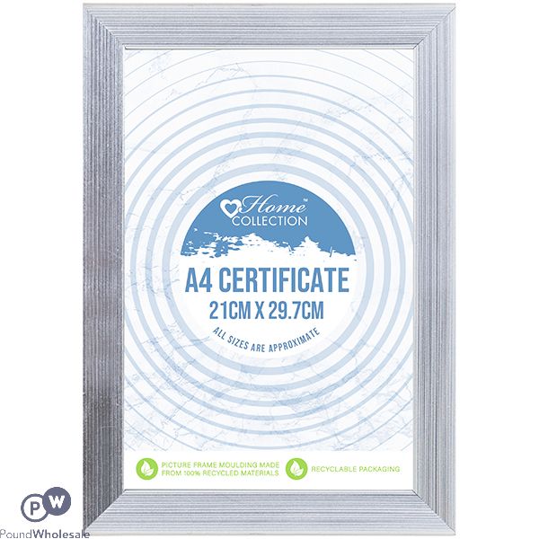 Home Collection A4 Silver Cambridge Glass Certificate Frame