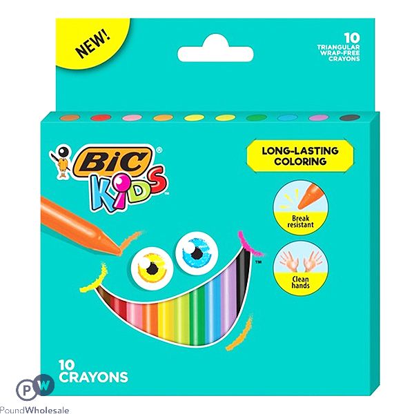 Bic Kids Assorted Colour Triangular Crayons 10 Pack