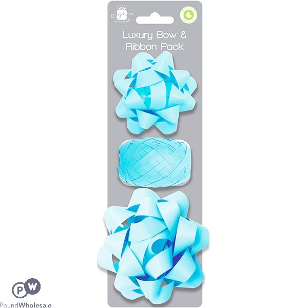 GIFTMAKER LUXURY LIGHT BLUE BOW & RIBBON PACK 