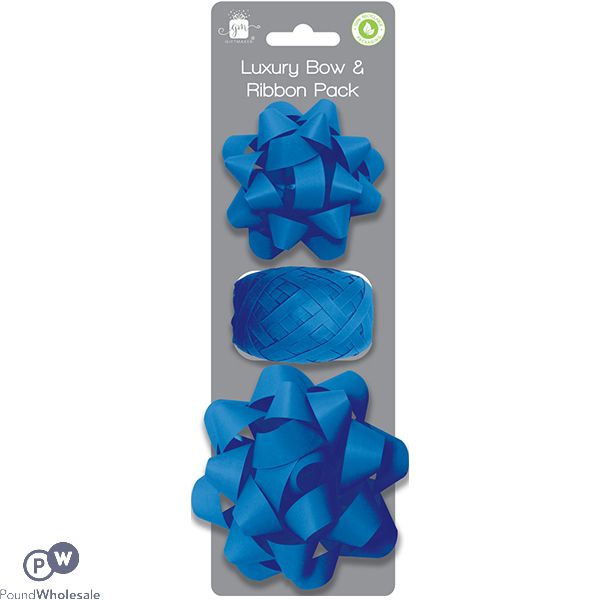 Giftmaker Dark Blue Luxury Bow & Ribbon Pack