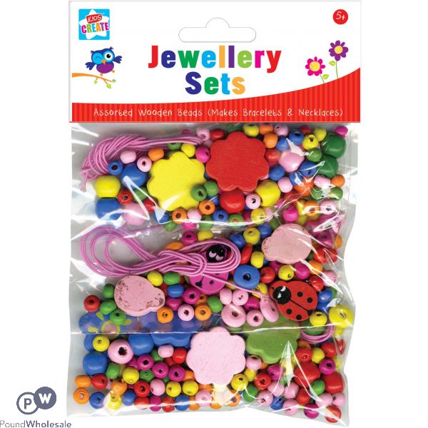 KIDS CREATE MAKE YOUR OWN WOODEN BEAD JEWELLERY SET